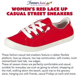Red Lace Up Flexible Rubber Sneakers